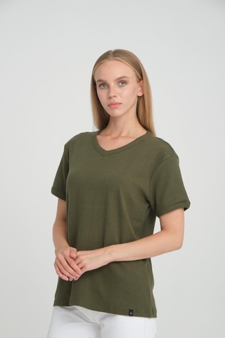 Alexandergardı Fitilli V Yaka Comfort Fit T-shirt E24-74602 001