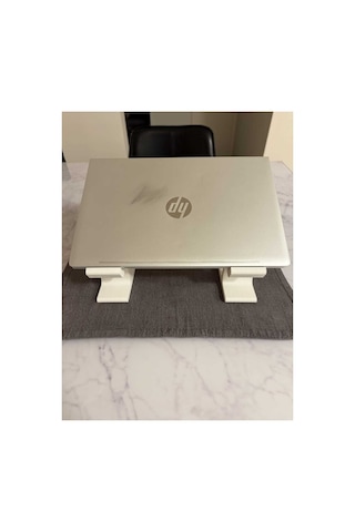 Ergonomik Laptop Standı Beyaz Notebook Yükseltici İki Parçalı Masaüstü Bilgisayar Altlığı Beyaz