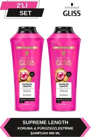 Gliss Supreme Length Uzun Saçlara Özel Şampuan 400 ml x 2 Adet