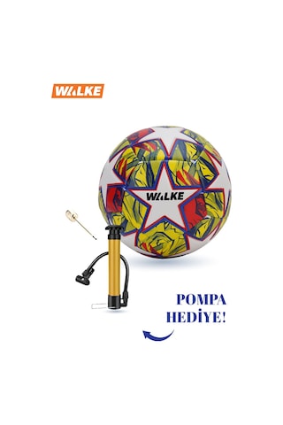 Walke Premium Şampiyonlar Ligi Temalı 5 Numara Futbol Topu Pompa Hediyeli Sarı