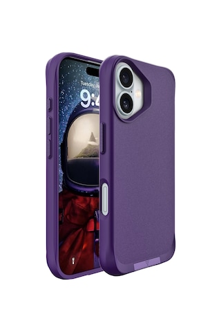 Bix Apple Uyumlu iPhone 16 Plus Vortex Magsafe Kılıf Stand Özellikli 3x Korumalı Mikro Fiber İç Yüzey Koyu Mor Mor