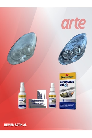 Partex Far Temizleme Kiti Far Parlatma & Temizleme Seti Sararma & Matlaşma  Araba & Mo