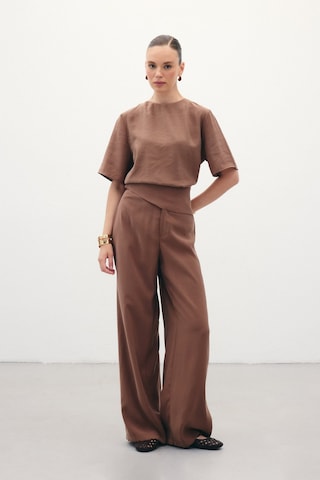 Sateen Kemer Detaylı Modal Pantolon - Kahve-136372 Kahve