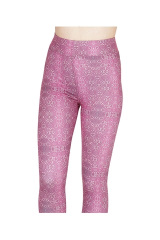 Kadın Pembe Benekli Yüksek Bel Spor Tayt Pembe Benekli