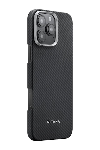 Apple Uyumlu iPhone 16 Pro Max Kılıf Magsafeli 600d Aramid Fiber Pitaka Ultra-slim Classic Seri Black-grey Twill