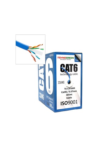 Teknogreen Tk-Cat06M 305M Cat6 0.57Mm Cca Kablo Mavi Renk