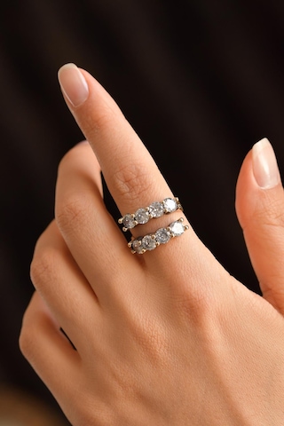 Erdobia Zirkon Taşlı Spiral Elişi Otantik Gümüş Yüzük