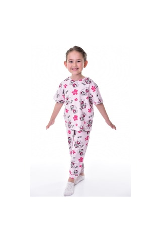 %100 Pamuk Interlok Kumaş Paw Patrol Kısa Kollu Kız Çocuk Pijama Takımı 3,4,5,6,7,8,9,10,11,12 Yaş Pembe