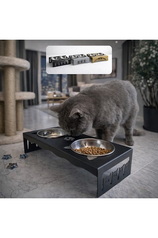 Krom Bıyık Yorgunluğu Yapmayan Kedi Köpek Mama Ve Su Kabı 1 Adet