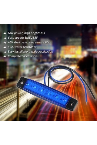 Monyee Dc24v Mavi 6led Smd2835 Araba Kenar Işığı - Yüksek Parlaklıkli Uyarı Işareti Lambası