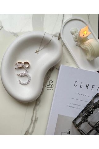 Oval Görünümlü Taş Tozu Dekoratif Tabak/kase
