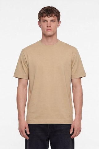 Sabri Özel Erkek Bej Normal Kesim Regular FitPamuk Dokuma Bisiklet Yaka Basic T-shirt