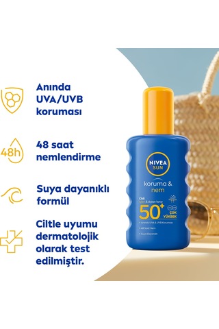 Nıvea Sun Spf50+yüksek Güneş Koruyucu 200 Ml,suya Dayanıklı,nemlendirici,c Vitamini,hyalüron Sku: Smg8690010386663 Açık Bej