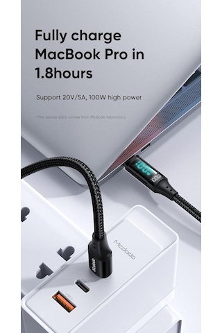 Mcdodo Ca-1100 100w Type-c To Type-c Dijital Ekran Sarj Kablosu 1.2m