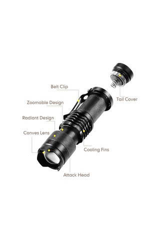 10'lu Paket Mini El Feneri Led El Feneri 3 Modlu El Feneri Sk-68 Ayarlanabilir Taktik El Feneri Kamp Yürüyüş Dış M