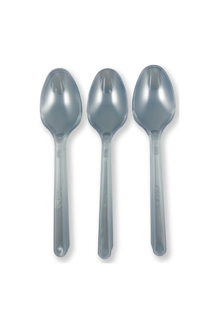 Sert Kalın Plastik Kaşık 1. Kalite Lüks Şeffaf Kaşık 100 Adet Şeffaf