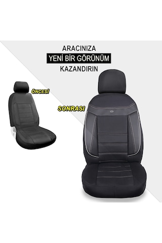 Volkswagen Passat B6 Araçlara Uyumlu Oto Koltuk Kılıfı Seti - Venüs Serisi Siyah/beyaz