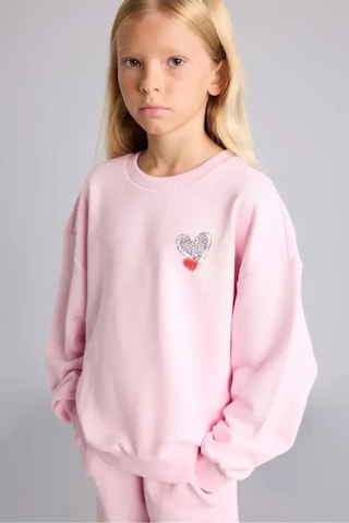 Defacto Relax Fıt Bisiklet Yaka Kalp Desenli Sweatshirt Kız Çocuk I4063a826aupn47 Pembe-pn47