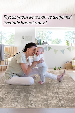 Foldy Modern Desenli Dokuma Taban Dekoratif Gri Halı Fl 37