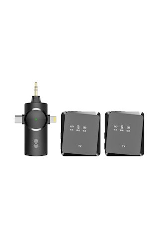 Type-c Apple Uyumlu iPhone İkili Kablosuz Yaka Mikrofonu 3in1 Pc Android İos