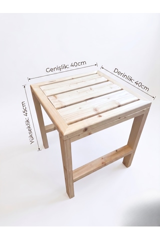 Nest Woodtr Doğal Ham Ahşap Bahçe Sehpası 1 Adet 40x40x45cm