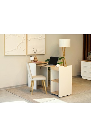 Montreal Katlanabilir Çalışma Masası Krem Sedef 50x80x144 Cm Atlanltik Çam