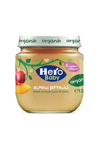 Hero Baby Organik Elma Şeftali 6+ Ay Kavanoz Maması 120 G