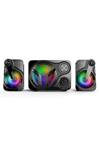 Led Işıklı 2+1 Ses Sistemi Şık Görünümlü Bluetooth Hoparlör