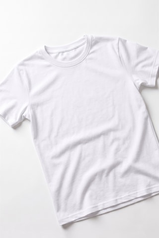 Öts Erkek Çocuk %100 Pamuk T-shirt Ribana Kapalı Yaka Çok Amaçlı Kullanım 7020 Beyaz