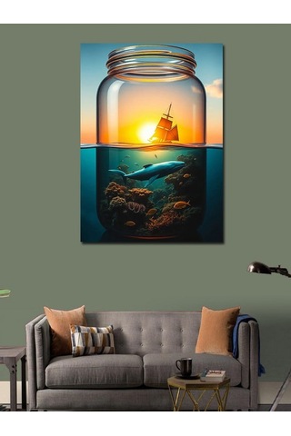Kanvas Tablo Camda Yelkenli Gemi 50cmx70cm