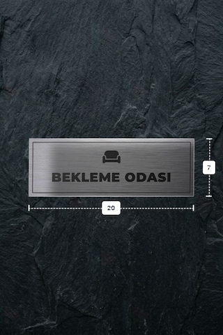 Bekleme Odası Yazılı - Metal - Gümüş Renk - Kapı İsimliği - 20x7 Cm