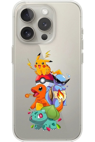 Apple Uyumlu iPhone 16 Pro Max Şeffaf Kılıf Pokemon 1 Tasarımlı