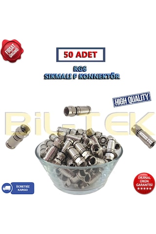 Rg6 Sıkmalı F Konnektör - 50 Adet