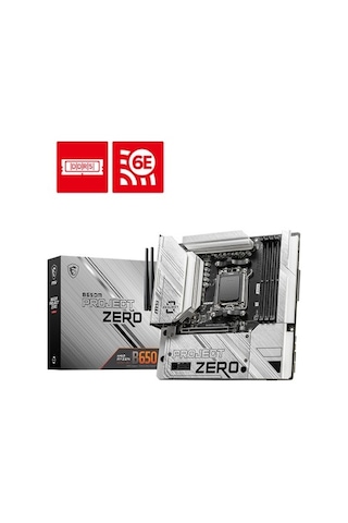 Msı Mb B650m Project Zero Am5 Ddr5 7600mhz Oc Hdmı Dp M.2 Usb3.2 2.5g Lan Wı-fı 6e