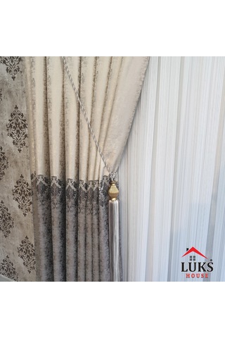 Lüks Bej Fon Pano Perde Sık Pile Tek Kanat, En100 Cm-modern House Bej