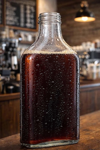 Lexroo 200 Ml Yassı Şeffaf Cold Brew Şişesi Kapaklı 200 Cc Soğuk Kahve Cam Şişe 6 Adet Gri