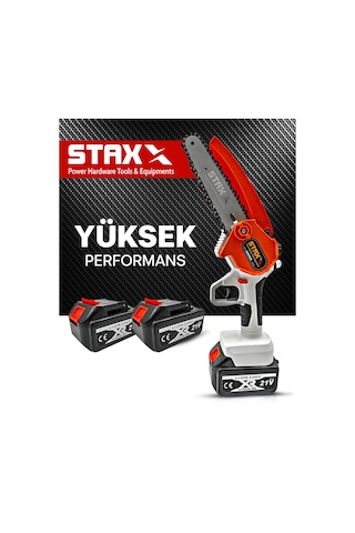 Staxx  Kömürsüz Seri Yağ Pompalı Akülü Dal Budama Bıçkı Makinesi