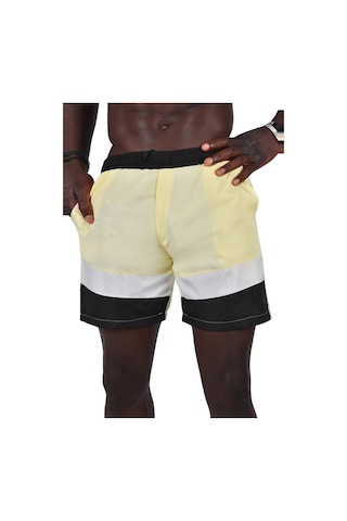 Deepsea Erkek Sarı Micro Kumaş Fileli Deniz Şortu 003