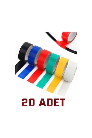 20 Adet Renkli Elektrik Bandı Pvc İzole Bantı - Elektrik Bandı
