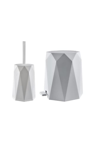 Omnipazar Elf-478 Geo 2'li Çöp Kovalı Wc Fırçalı Banyo Seti Beyaz