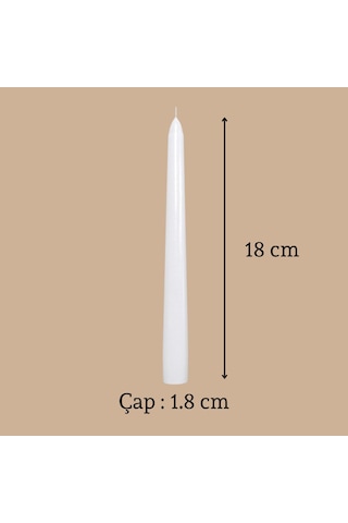 6 Lı Kısa Beyaz Konik Şamdan Mum Yükseklik 18 Cm Beyaz