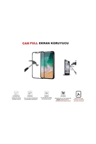 Apple Uyumlu   iPhone 13 Pro Max Temperli Cam Full Ekran Koruyucu Siyah