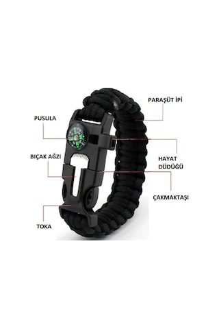 Çok Amaçlı Hayatta Kalma Bilekliği-mercampoutdoor Siyah