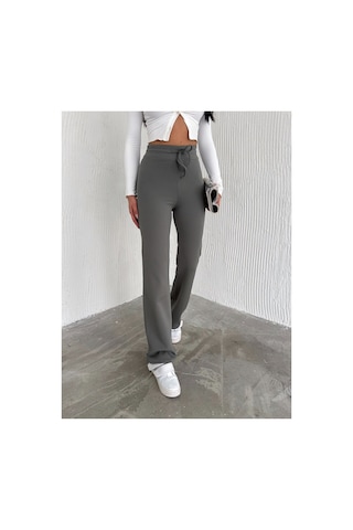 Winmoda34 Kadın Bol Paça Fitilli Pantolon Wide Leg Eşofman Altı Haki