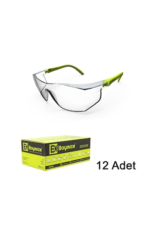 Baymax S-400 Standart Şeffaf Koruyucu Çapak İş Gözlüğü 12 Adet - 1 Kutu