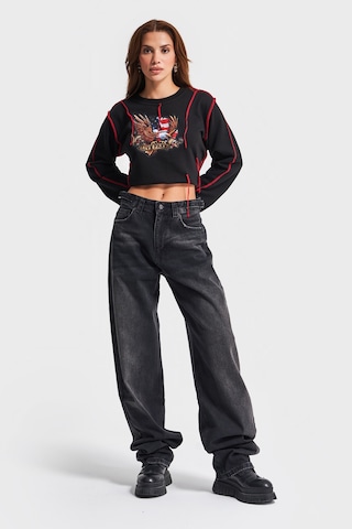 it's basic Kadın Koyu Füme Renk Lotus 18w41 Baggy Fit Denim Jean