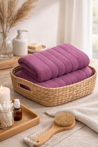 Violeta Model 2'li Banyo Havlu Seti Mürdüm