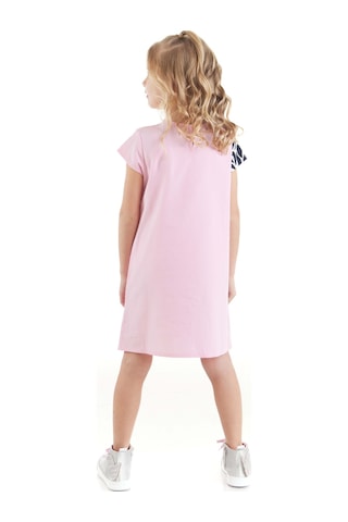 Fırfırlı Zebra Kız Çocuk Pembe Yazlık Elbise