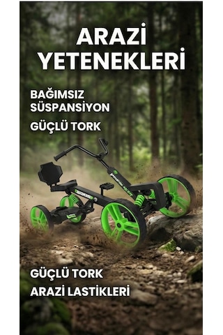 Elektrikli Pedal Go-kart Siyah - Yeşil