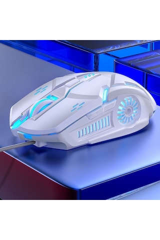 Yındıao G5 3200dpı 4 Modlu Ayarlanabilir 6 Tuşlu Rgb Işık Sessiz Kablolu Oyun Faresi Beyaz Diğer